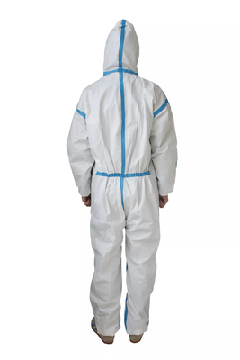 White PPE Coverall Disposable Coverall SMS Untuk Seragam Pakaian Kerja Industri