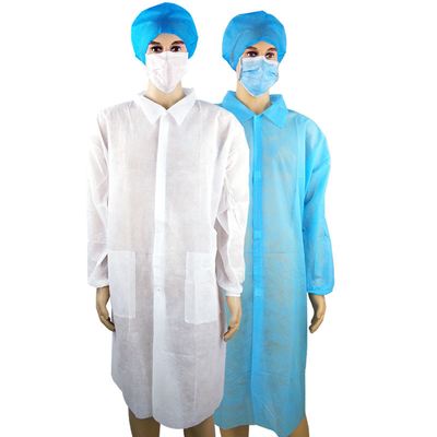 Jas Lab Sekali Pakai SMS Biru Putih M / L / XL OEM