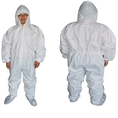 Coverall Nonwoven sekali pakai untuk penutupan ritsleting leher bulat