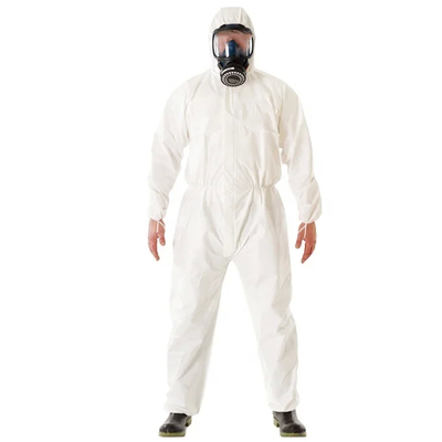 Setelan Unisex Non-Woven Disposable Coverall Dengan Leher Bulat Dan Lengan Panjang