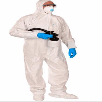 Hooded Hospital CAT III Tipe 3b 4b Perlindungan Pakaian Sekali Pakai Coverall Putih